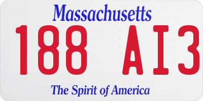 MA license plate 188AI3