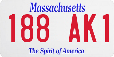MA license plate 188AK1