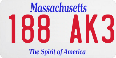 MA license plate 188AK3
