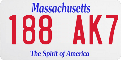 MA license plate 188AK7