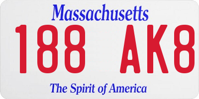 MA license plate 188AK8