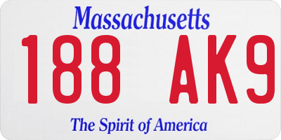 MA license plate 188AK9