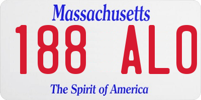 MA license plate 188AL0