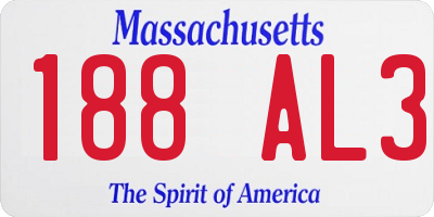 MA license plate 188AL3