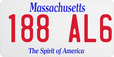 MA license plate 188AL6