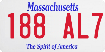 MA license plate 188AL7