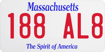 MA license plate 188AL8