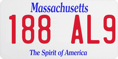 MA license plate 188AL9