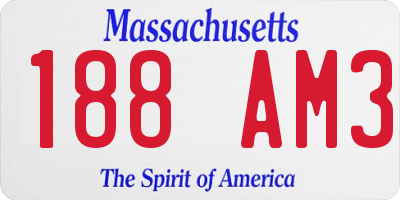 MA license plate 188AM3