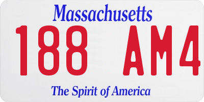 MA license plate 188AM4