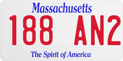 MA license plate 188AN2