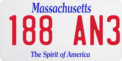 MA license plate 188AN3