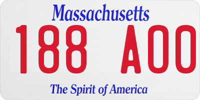 MA license plate 188AO0