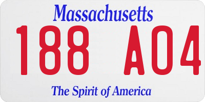 MA license plate 188AO4