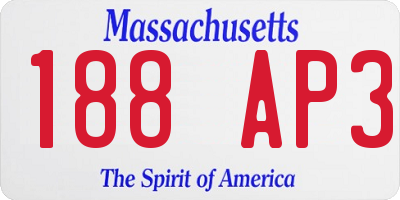 MA license plate 188AP3