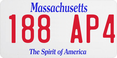 MA license plate 188AP4