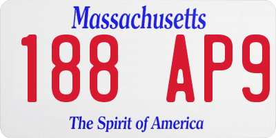 MA license plate 188AP9