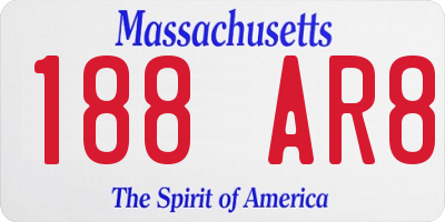 MA license plate 188AR8