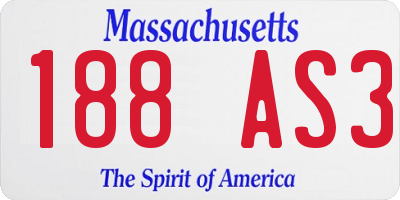 MA license plate 188AS3