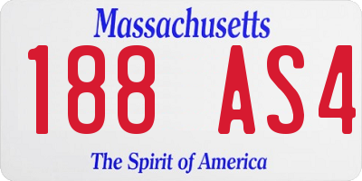 MA license plate 188AS4