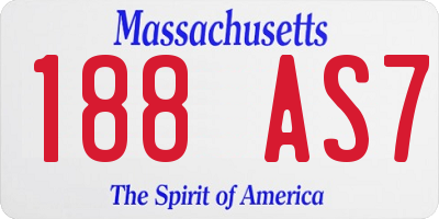 MA license plate 188AS7
