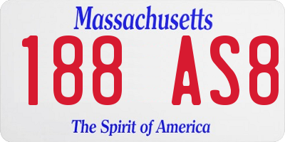 MA license plate 188AS8
