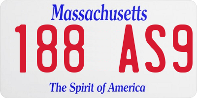 MA license plate 188AS9