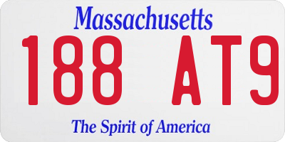 MA license plate 188AT9