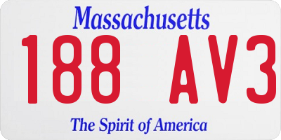 MA license plate 188AV3