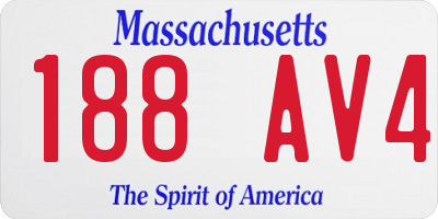 MA license plate 188AV4
