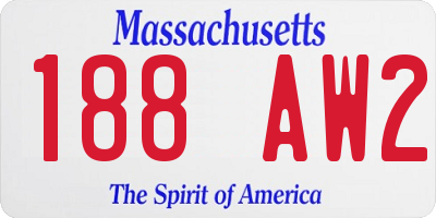 MA license plate 188AW2