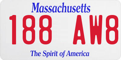 MA license plate 188AW8