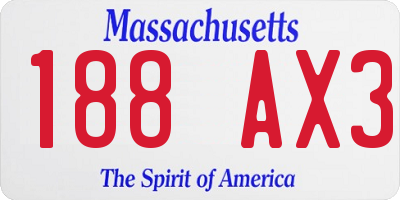 MA license plate 188AX3