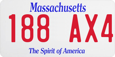 MA license plate 188AX4