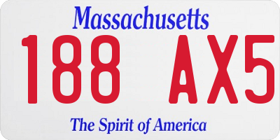 MA license plate 188AX5