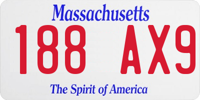 MA license plate 188AX9