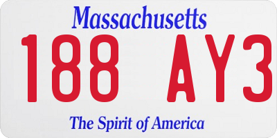 MA license plate 188AY3