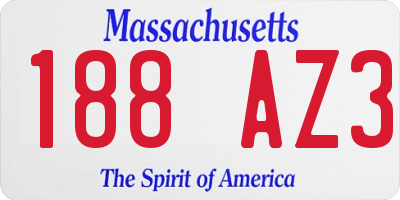MA license plate 188AZ3