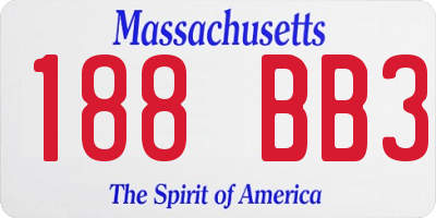 MA license plate 188BB3