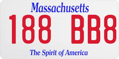 MA license plate 188BB8