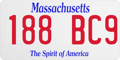 MA license plate 188BC9