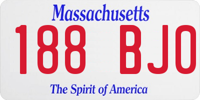 MA license plate 188BJ0