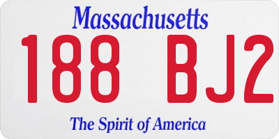 MA license plate 188BJ2