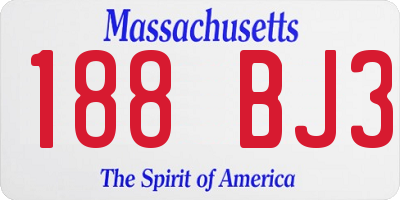 MA license plate 188BJ3