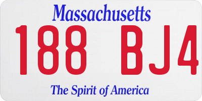MA license plate 188BJ4