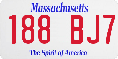 MA license plate 188BJ7
