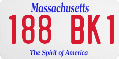 MA license plate 188BK1