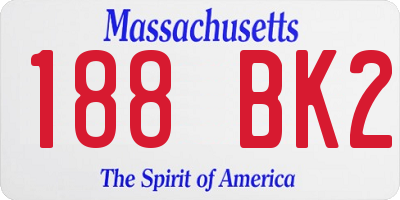 MA license plate 188BK2