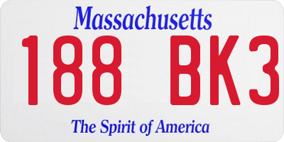 MA license plate 188BK3