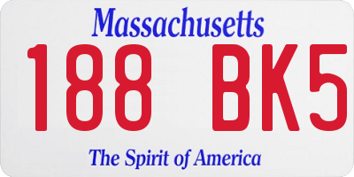 MA license plate 188BK5